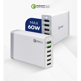 QC 3.0 기술  USB 6포트 스마트 터보 멀티 충전기